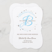 新しい住所のお知らせモノグラムの 招待状 (正面/裏面)