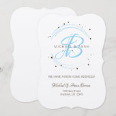 新しい住所のお知らせ モノグラム 招待状 (正面/裏面)