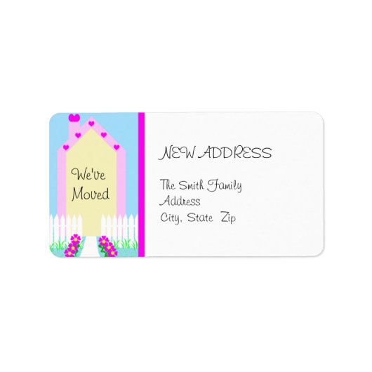 新しい住所のかわいい家 ラベル (正面)