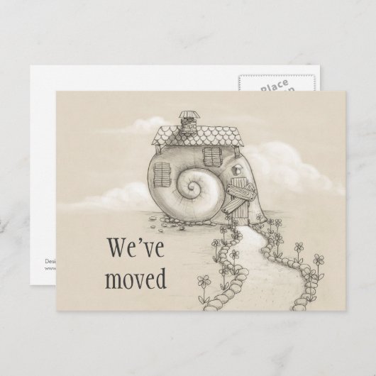 新しい住所のカタツムリの家はがき 案内ポストカード (正面/裏面)