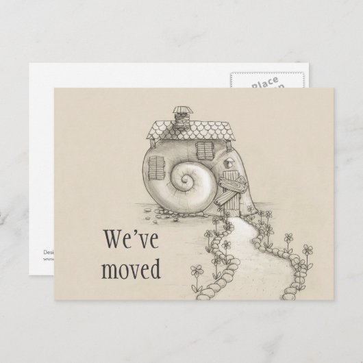 新しい住所のカタツムリの家はがき 案内ポストカード (正面/裏面)
