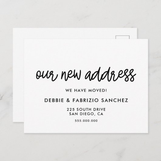 新しい住所のシンプル案内 ポストカード (正面/裏面)