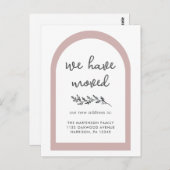 新しい住所のモダンなスクリプトとシンプルな植物 ポストカード (正面/裏面)