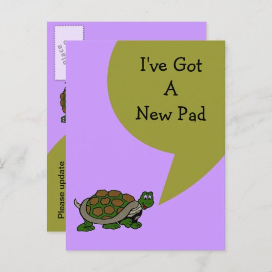 新しい住所の亀を移動したハガキ話 案内ポストカード (正面/裏面)