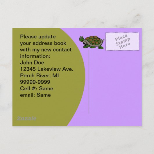 新しい住所の亀を移動したハガキ話 案内ポストカード (裏面)