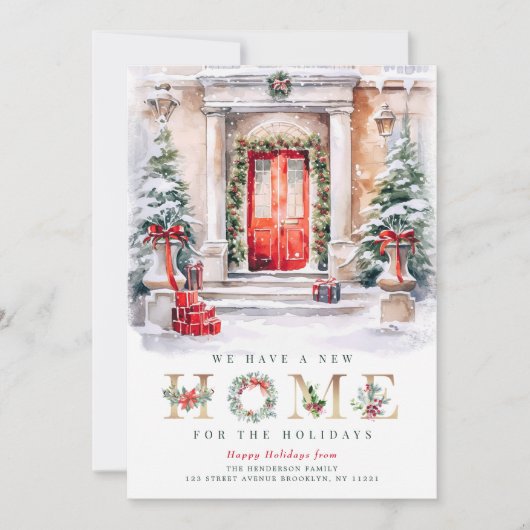 新しい住所の休暇のお知らせカード シーズンカード (正面)