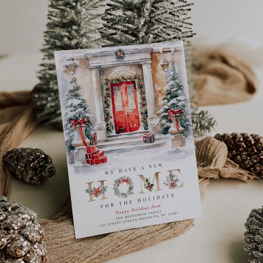 新しい住所の休暇のお知らせカード シーズンカード