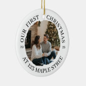 新しい住所の初めてのクリスマス – ラウンドフォト セラミックオーナメント (右)