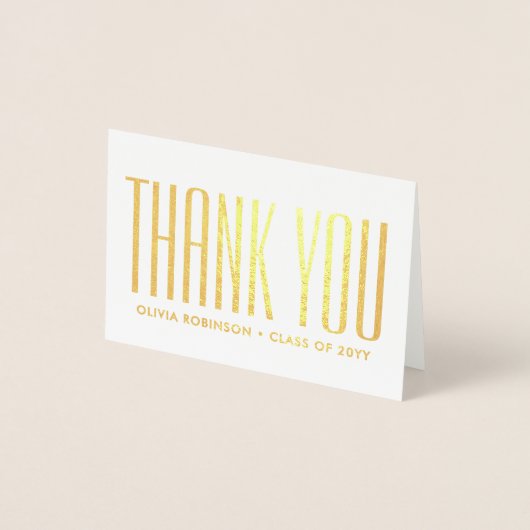 新しい住所の卒業ありがとう写真モダン 箔カード (正面)