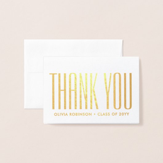 新しい住所の卒業ありがとう写真モダン 箔カード (封筒付き正面)