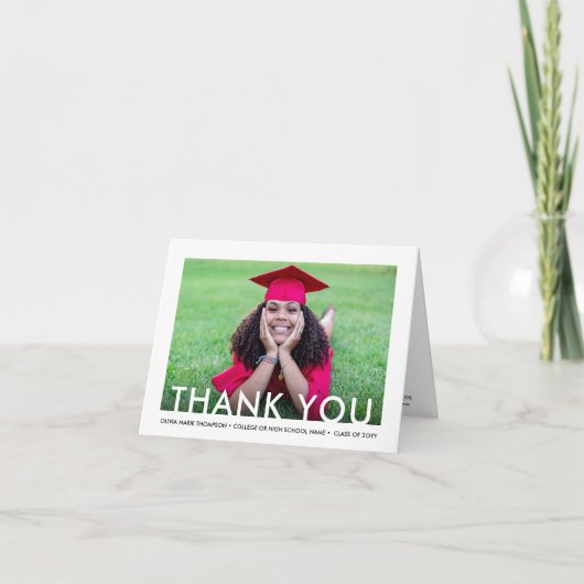 新しい住所の卒業写真の折り畳みサンキューカード サンキューカード (正面)