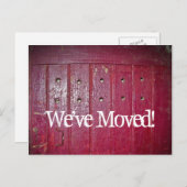 新しい住所の古い赤いドアを移動 案内ポストカード (正面/裏面)