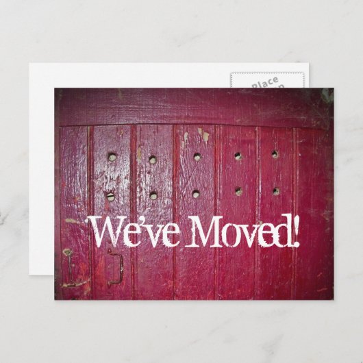 新しい住所の古い赤いドアを移動 案内ポストカード (正面/裏面)