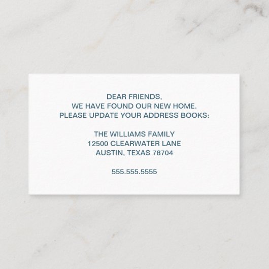 新しい住所の変更トラックかわいい青 名刺 (裏面)