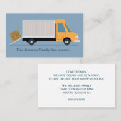 新しい住所の変更トラックかわいい青 名刺 (正面/裏面)