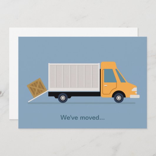 新しい住所の変更トラックかわいい青 案内状 (正面/裏面)