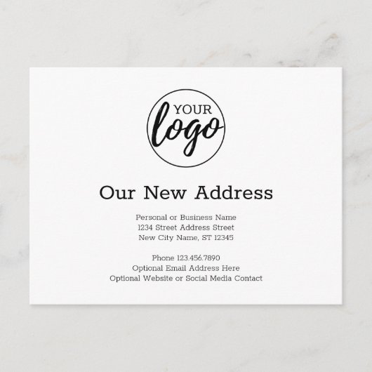 新しい住所の変更(会社のロゴは白色) 案内ポストカード (正面)