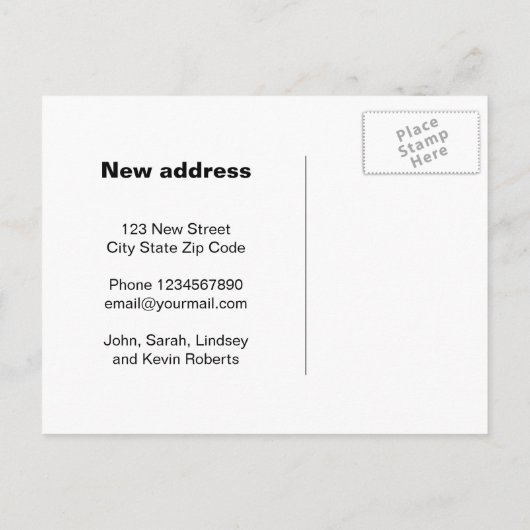 新しい住所の引越しはがきを移動した 案内ポストカード (裏面)