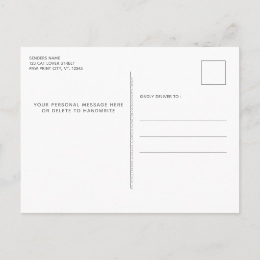 新しい住所の引越しペット写真猫の引越し 案内ポストカード (裏面)