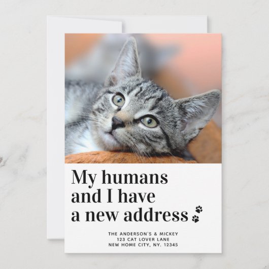 新しい住所の引越しペット写真猫の引越し 案内状 (正面)