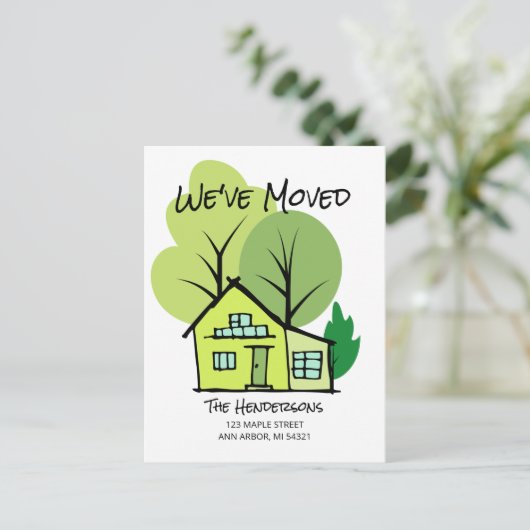 新しい住所の引越し案内はがき ポストカード (スタンド正面)