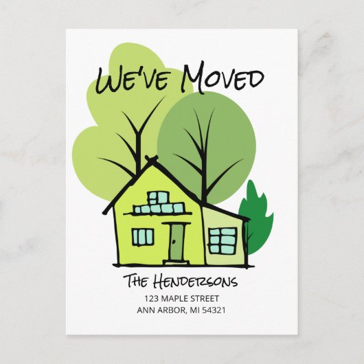 新しい住所の引越し案内はがき ポストカード (正面)