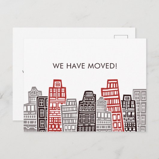 新しい住所の引越し案内カードを移動 ポストカード (正面/裏面)