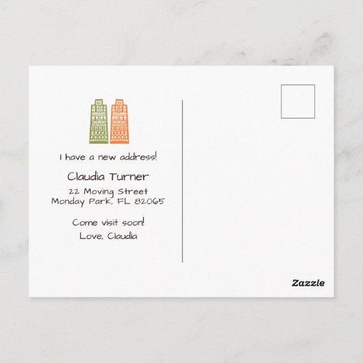 新しい住所の引越し案内カードを移動 ポストカード (裏面)