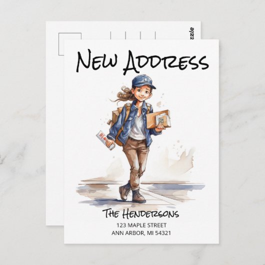 新しい住所の引越し案内 ポストカード (正面/裏面)