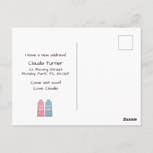 新しい住所の引越し発表を行った ポストカード (裏面)