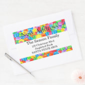 新しい住所の手絵を描水色シール 長方形シール (封筒)