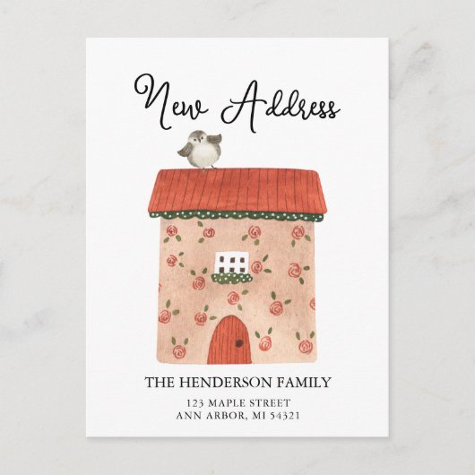 新しい住所の新しい自宅の引越し案内はがき ポストカード (正面)