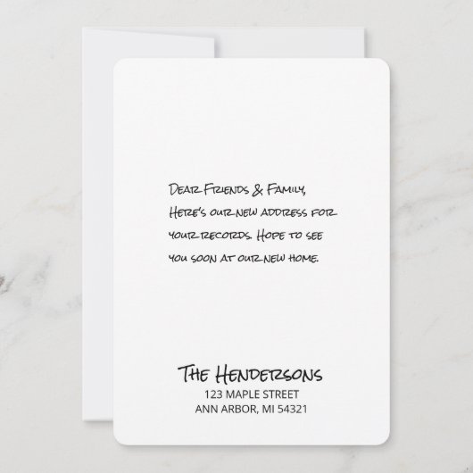 新しい住所の新しい自宅移転のお知らせ (裏面)