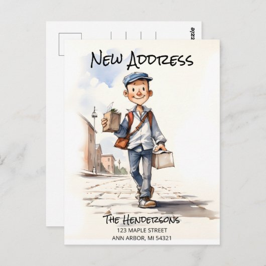 新しい住所の新しい自宅移転のお知らせ ポストカード (正面/裏面)
