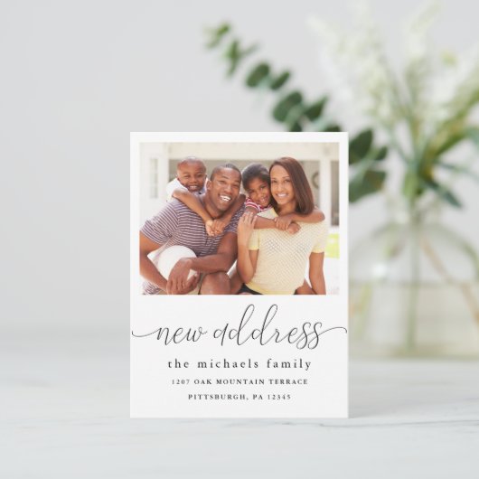 新しい住所の書道の写真のアドレスの変更 案内ポストカード (スタンド正面)