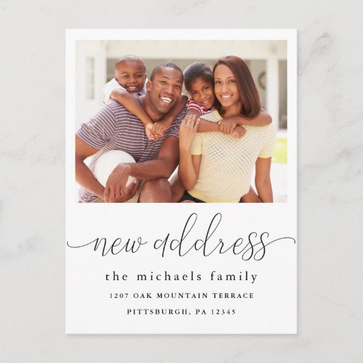 新しい住所の書道写真 住所変更のお知らせ 案内ポストカード (正面)