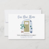 新しい住所の水の色のドアの移動のお知らせ サンキューカード (正面)