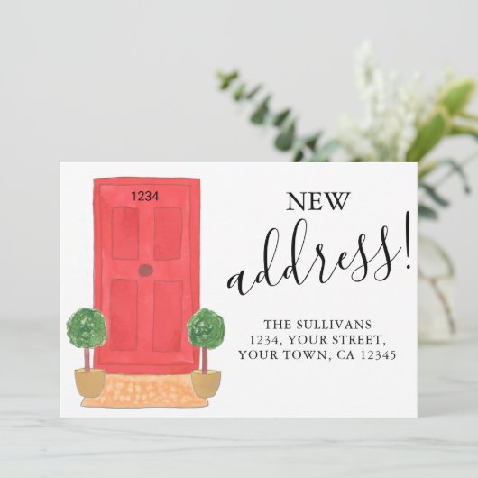 新しい住所の水の色のドアの移動のお知らせ 案内状 (スタンド正面)