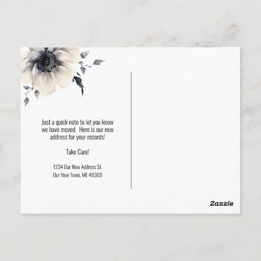 新しい住所の水の色のフローラ移動のお知らせ ポストカード (裏面)