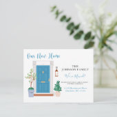 新しい住所の水の色の引っ越しました発表 ポストカード (スタンド正面)