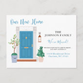 新しい住所の水の色の引っ越しました発表 ポストカード (正面)