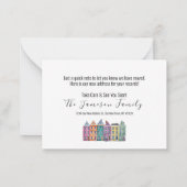 新しい住所の水の色の移動アナウンスメントカード ノートカード (裏面)