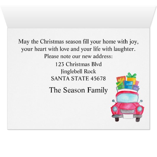 新しい住所の水の色クリスマスカーのフォトカード (内部横(下))