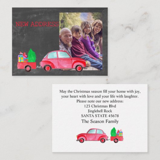 新しい住所の水の色クリスマスカーのフォトカード エンクロージャーカード (正面/裏面)