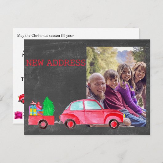 新しい住所の水の色クリスマスカーのフォトカード ポストカード (正面/裏面)