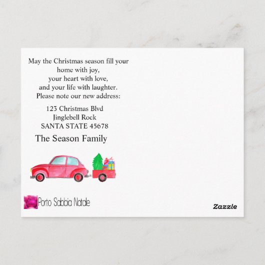 新しい住所の水の色クリスマスカーのフォトカード ポストカード (裏面)