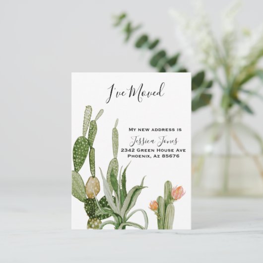 新しい住所の発表サボテン工場を移動 ポストカード (スタンド正面)