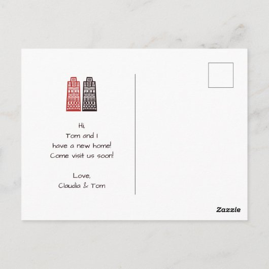 新しい住所の移動案内カード ポストカード (裏面)