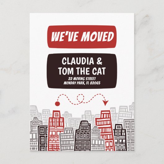 新しい住所の移動案内カード ポストカード (正面)