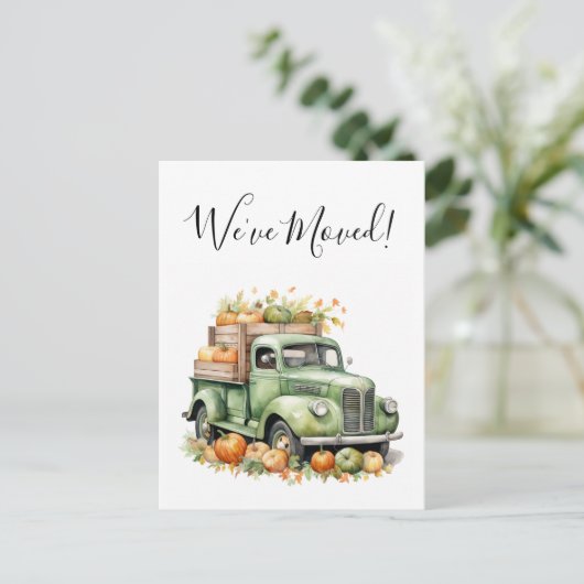 新しい住所の移動発表カボチャートラック 案内ポストカード (スタンド正面)